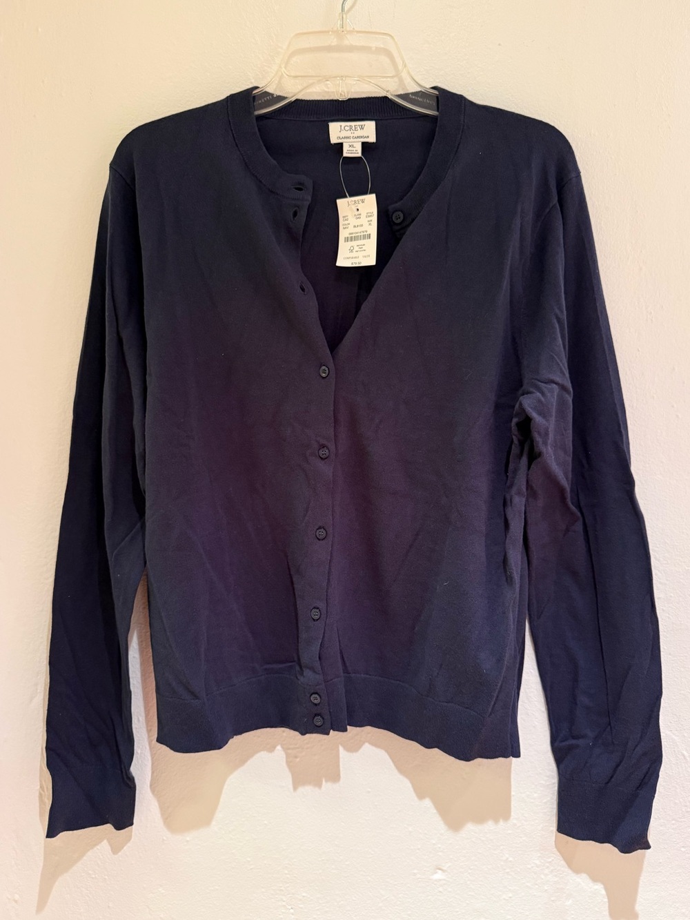 NWT J. Crew Classic Cardigan, Navy Blue, Size XL
